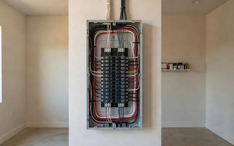 Electrical service scope; abstract or generic visuals only, no fake customer photos.
